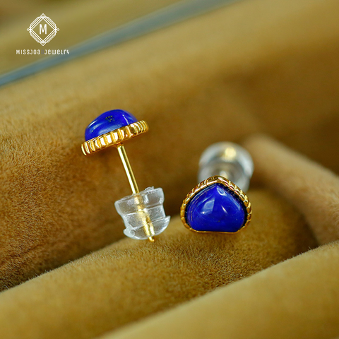 S925 Silver Lapis Lazuli Heart Stud Earrings