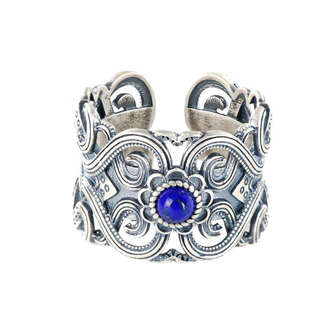 Celestial Bloom SET | Shube sterling silver lapis lazuli ring set